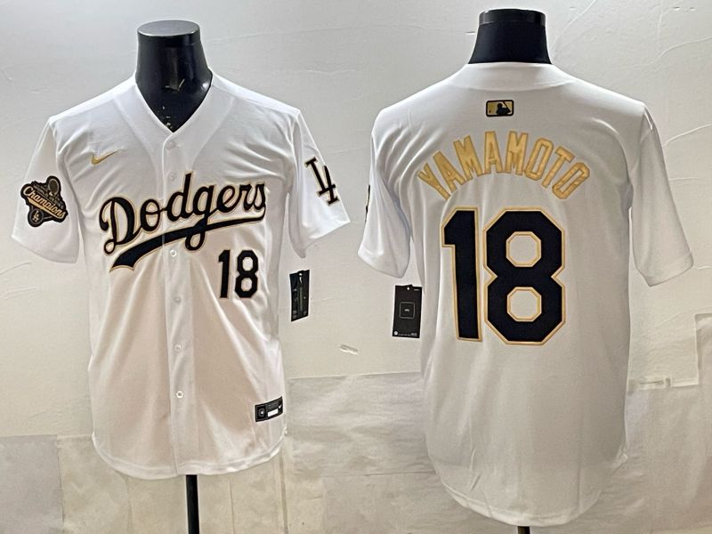 Men 2026 Nike Los Angeles Dodgers #18 Yamamoto White Game MLB Jersey 014